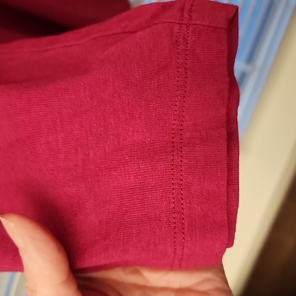 Chicos Dark Pink 3/4 Sleeve Tee with collared ruffle sz 3 (XL) - Picture 4 of 7
